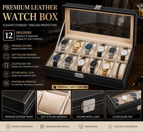 Slot watch box display - 12, case