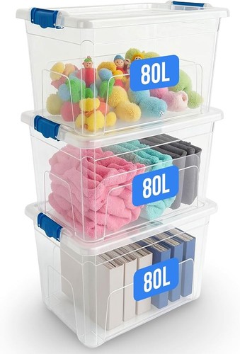 80l clear plastic storage - x,