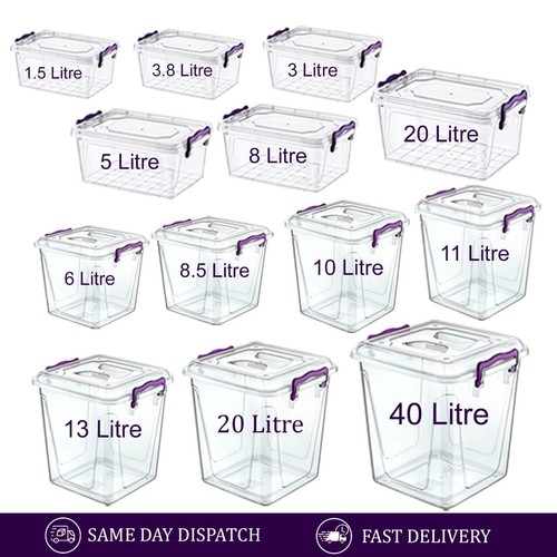 Clear storage boxes with - storage, lids