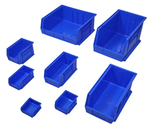 Blue plastic parts - parts, bins
