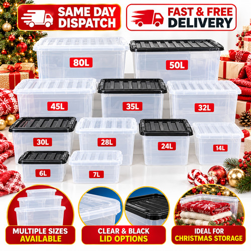 Clear plastic storage - clear, boxes