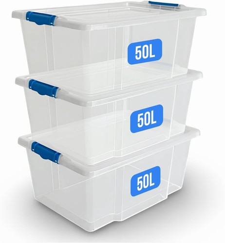 50l clear plastic - 3x,